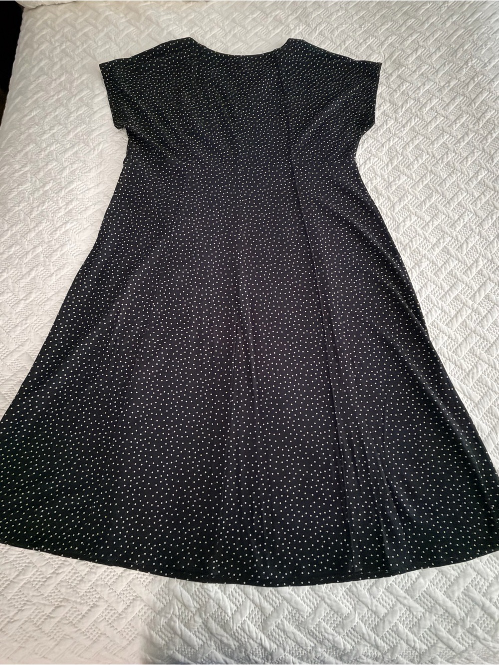 J. Jill Black Dress with White Polka Dots - Flared Short Sleeve